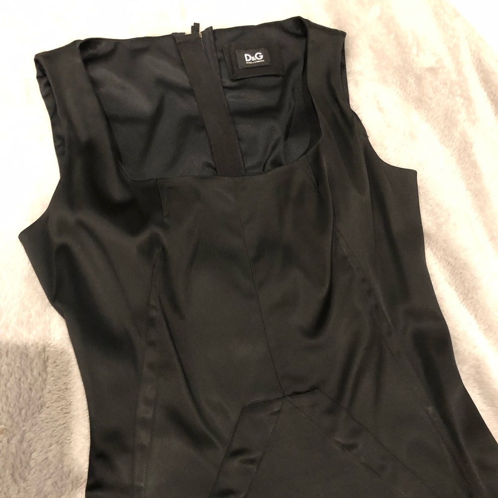 Dolce Gabanna Black Satin Cocktail Dress